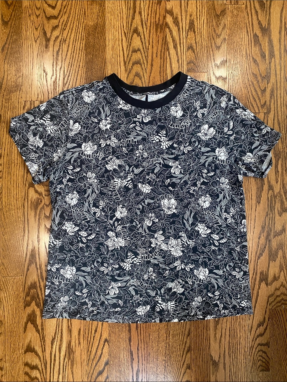 Lululemon All Yours Short Sleeve T-shirt Vitasea In Logo Flourish Black White.